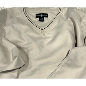 Men's Arnold Palmer Golf V-Neck Light weight Pullover Jacket Sweater Beige Large